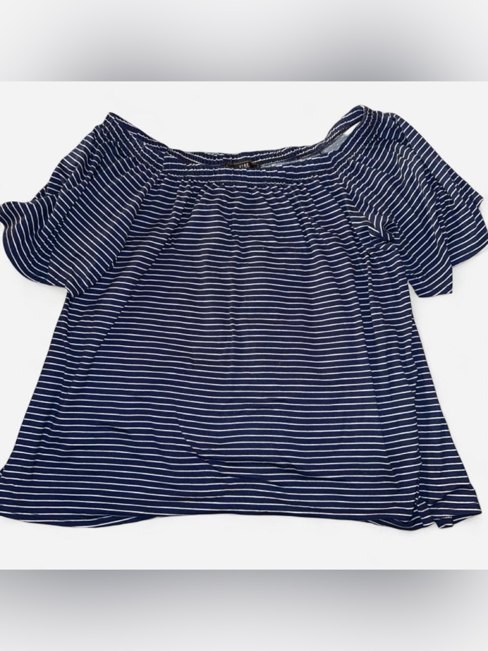 Vibe Navy and White Striped Off-Shoulder Tunic